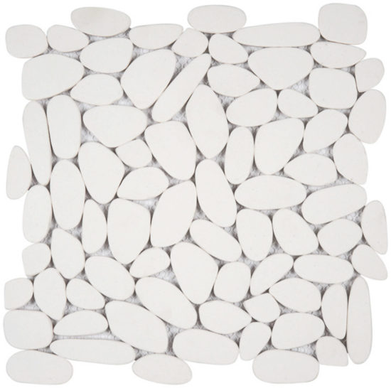 White Sliced Reconstituted Pebble Interlocking Mosaic | Glens Falls Tile & Supplies