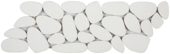 White Sliced Reconstituted Pebble Mosaic Interlocking Border | Glens Falls Tile & Supplies