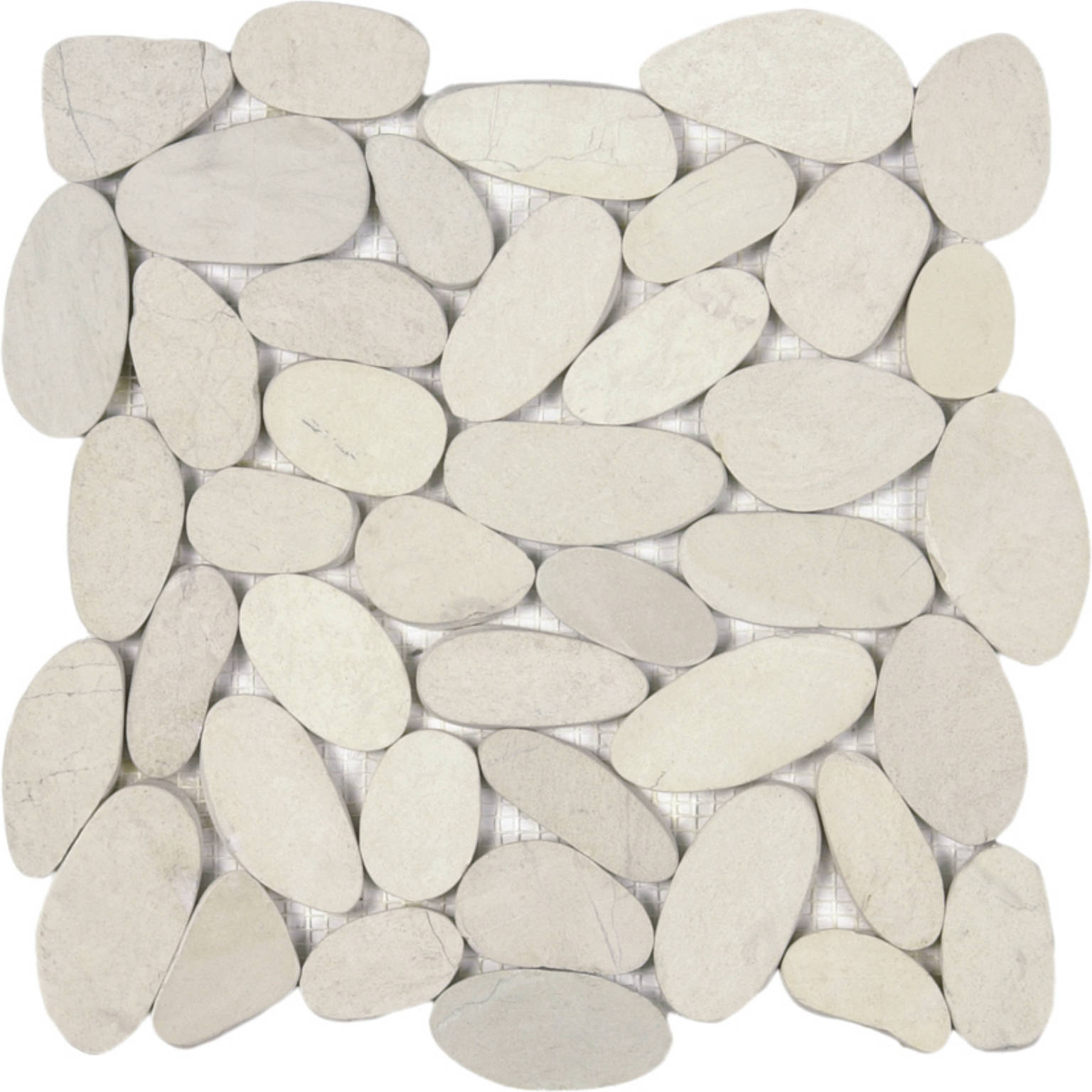White Xl Sliced Matte Pebble Interlocking Mosaic | Glens Falls Tile & Supplies