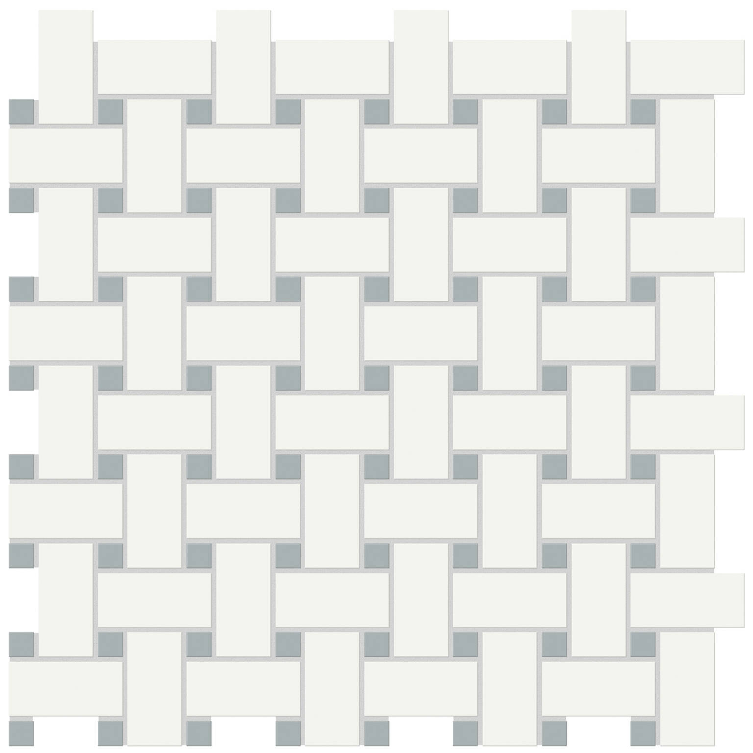 White w/Cloud Blue Matte Basketweave Mosaic | Glens Falls Tile & Supplies