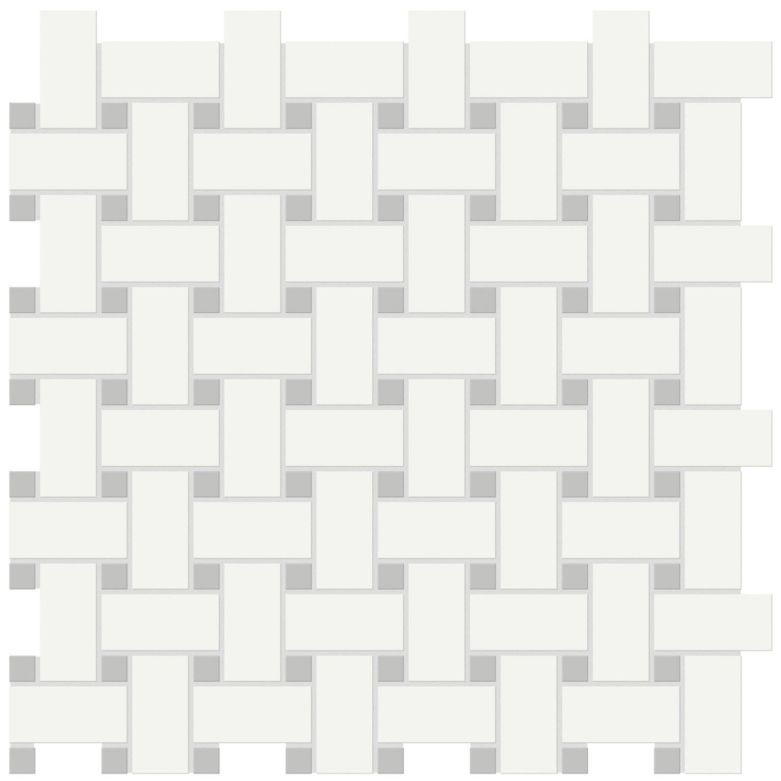 White w/Loft Grey Matte Basketweave Mosaic | Glens Falls Tile & Supplies
