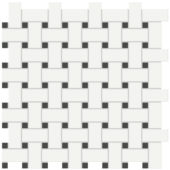 White w/Retro Black Matte Basketweave Mosaic | Glens Falls Tile & Supplies