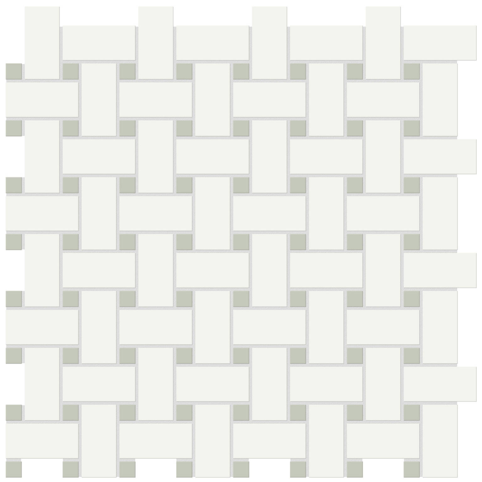 White w/Soft Sage Matte Basketweave Mosaic | Glens Falls Tile & Supplies
