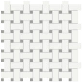 White w/Taupe Matte Basketweave Mosaic | Glens Falls Tile & Supplies