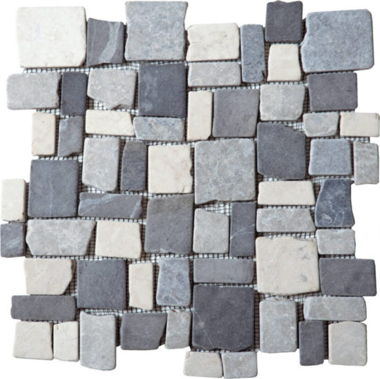 White/L.grey/D.grey Cubic Marble Opus Interlocking Mosaic | Glens Falls Tile & Supplies
