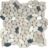 White/Pink/Beige/Black Sliced Matte Pebble Interlocking Mosaic | Glens Falls Tile & Supplies