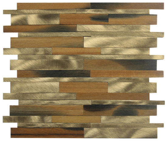 Wood / Gold Aluminum Baguette Interlocking Mosaic | Glens Falls Tile & Supplies