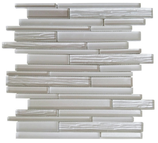 Wood Look Glass Baguette Light Grey Interlocking Mosaic | Glens Falls Tile & Supplies