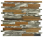 Wood / Silver Aluminum Baguette Interlocking Mosaic | Glens Falls Tile & Supplies