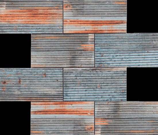 2.8"x6" Rust Industrial Linear Relief Pattern Glazed Ceramic Mosaic | Glens Falls Tile & Supplies