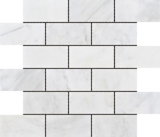 2"x4" Brick Pattern White Grey Marble | Glens Falls Tile & Supplies