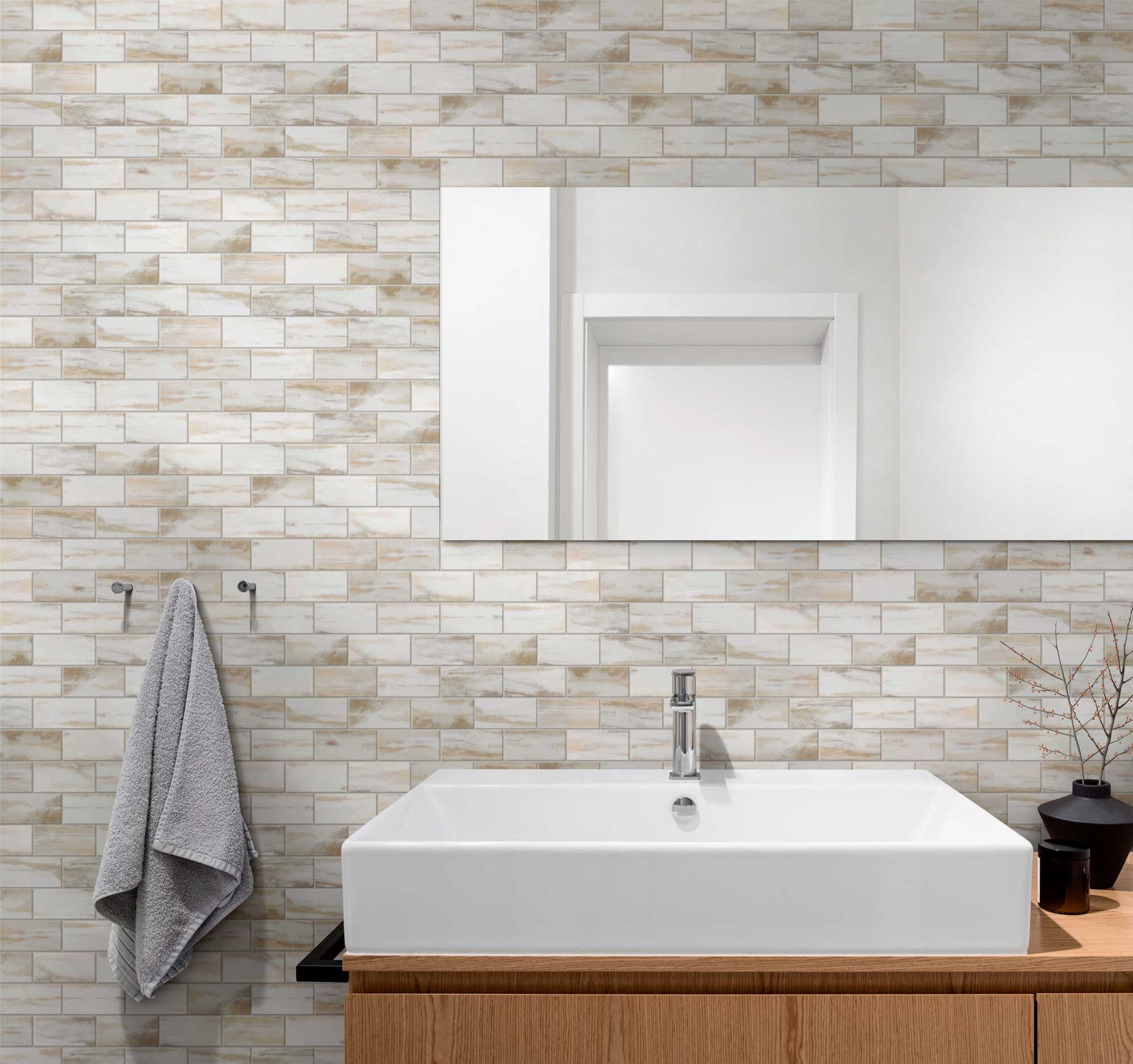 2"x4" Glazed Ceramic Beige Mix Rough Surface Mosaix | Glens Falls Tile & Supplies