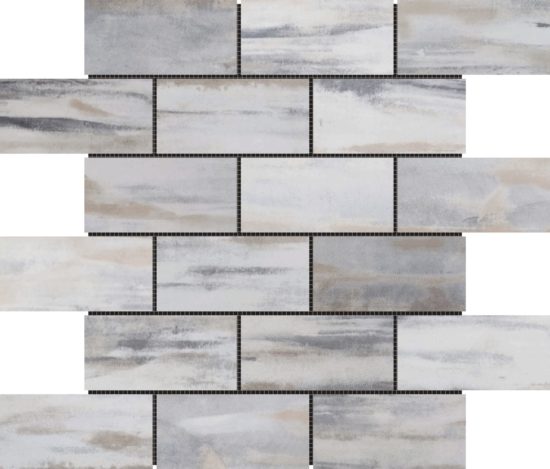 2"x4" Glazed Ceramic Grey Beige Mix Rough Surface Mosaic | Glens Falls Tile & Supplies