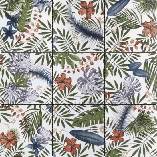 4"x4" Floral Palm Multicolor Mosaic | Glens Falls Tile & Supplies