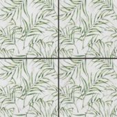 6"x6" Green Palm Leaf Printed Beige Marble | Glens Falls Tile & Supplies