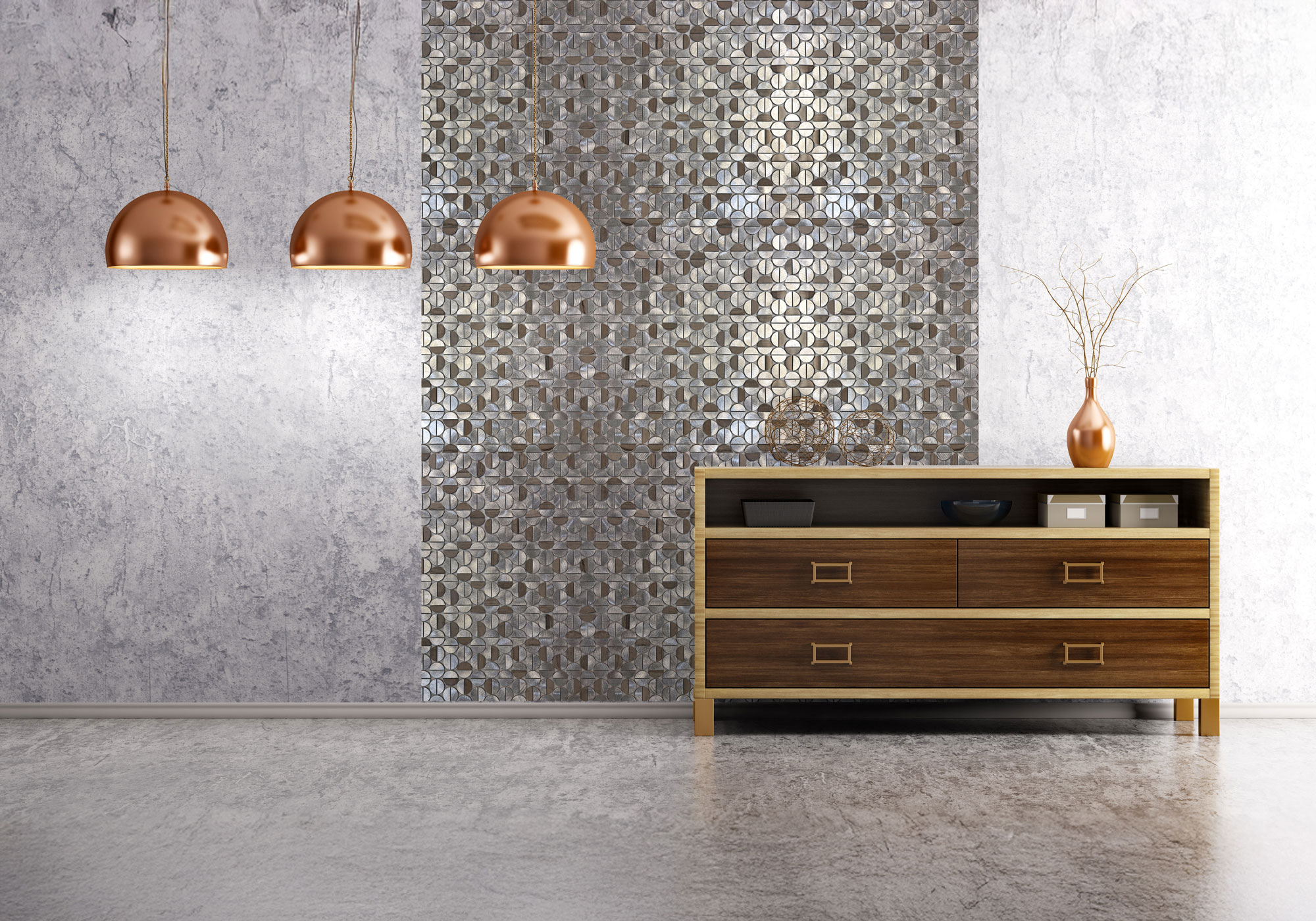 Aluminum & Marble Semi Circle Silver Brown 2 | Glens Falls Tile & Supplies