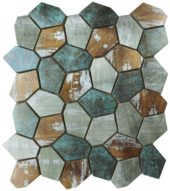 Hexagon Aluminum Mix Green Grey Beige 11.4"x12.2" | Glens Falls Tile & Supplies