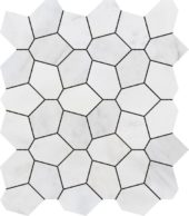Irregular Hexagon White Grey Marble | Glens Falls Tile & Supplies