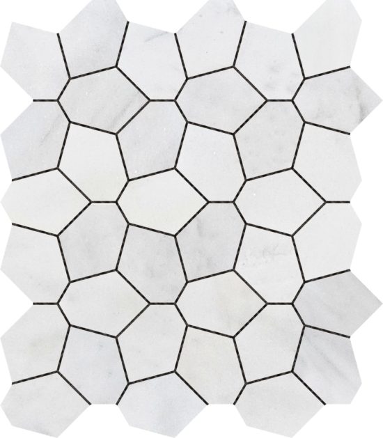 Irregular Hexagon White Grey Marble | Glens Falls Tile & Supplies