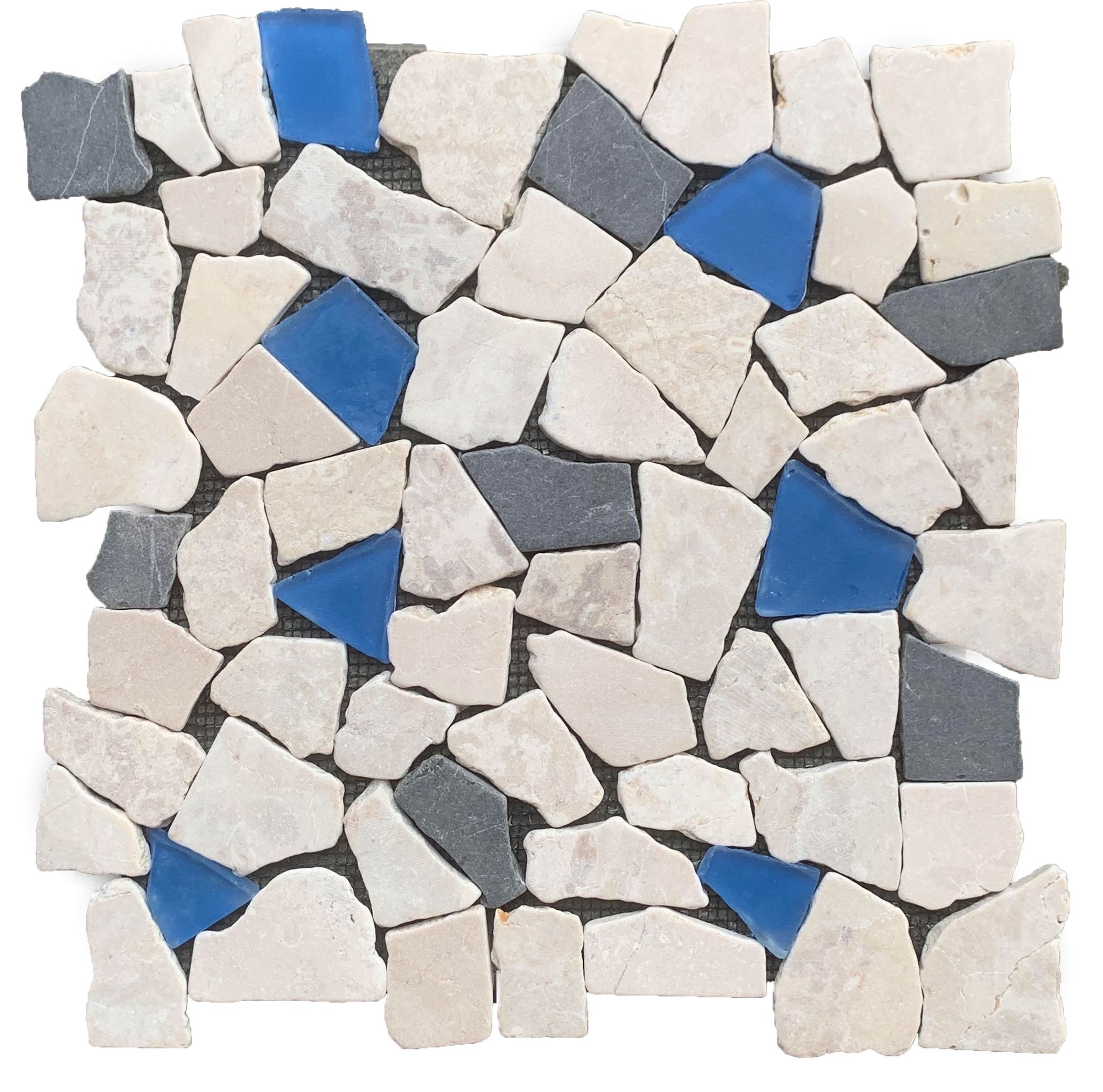 Mini Opus Beige Grey Marble Mix & Blue Glass