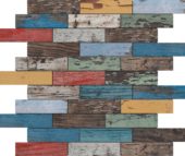 Multicolor Wood 1.1"x4" Glazed Ceramic Mosaic | Glens Falls Tile & Supplies