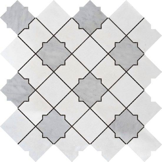 Star & Square White & Grey Mix Marble | Glens Falls Tile & Supplies